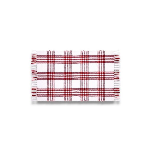My Texas House Other - My Texas House Red Plaid Fringe Layering Rug 24x38 Indoor Outdoor